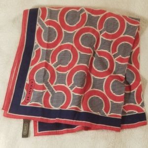 Coach cotton scarf red & navy with C logo print